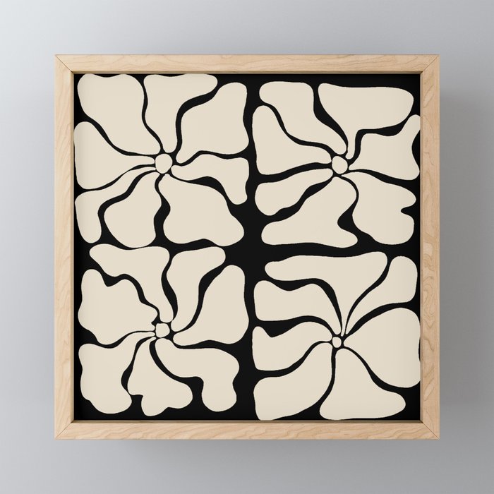Monochrome Petal Mosaic Pattern Mini Art Print Gallery Image 1