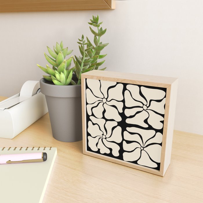 Monochrome Petal Mosaic Pattern Mini Art Print Gallery Image 2