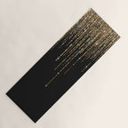 Luxury Chic Black Gold Sparkly Glitter Fringe Yoga Mat Gallery Image 1