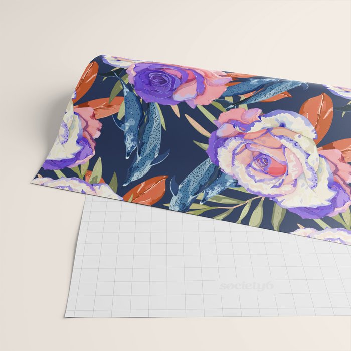 Dark landscape dolphins in the roses Wrapping Paper Gallery Image 2
