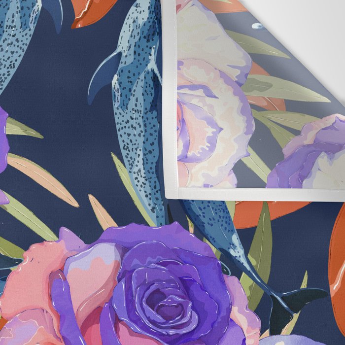 Dark landscape dolphins in the roses Wall Tapestry Gallery Image 3