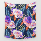 Dark landscape dolphins in the roses Wall Tapestry Gallery Image 4