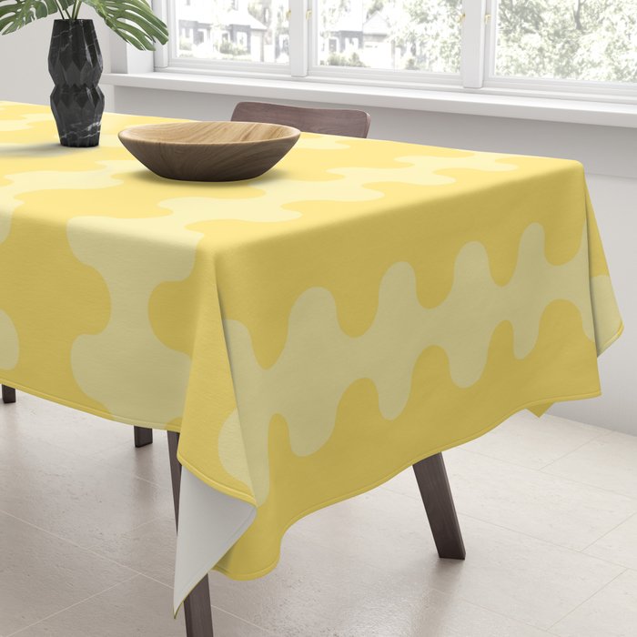 Wavy Stripes Butter Yellow Ogee A-Go-Go Pop Pattern Tablecloth Gallery Image 3