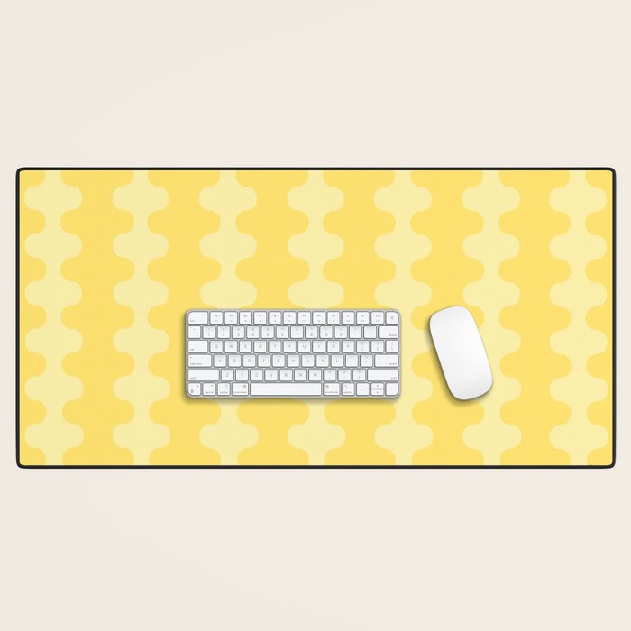 Wavy Stripes Butter Yellow Ogee A-Go-Go Pop Pattern Desk Mat Gallery Image 1
