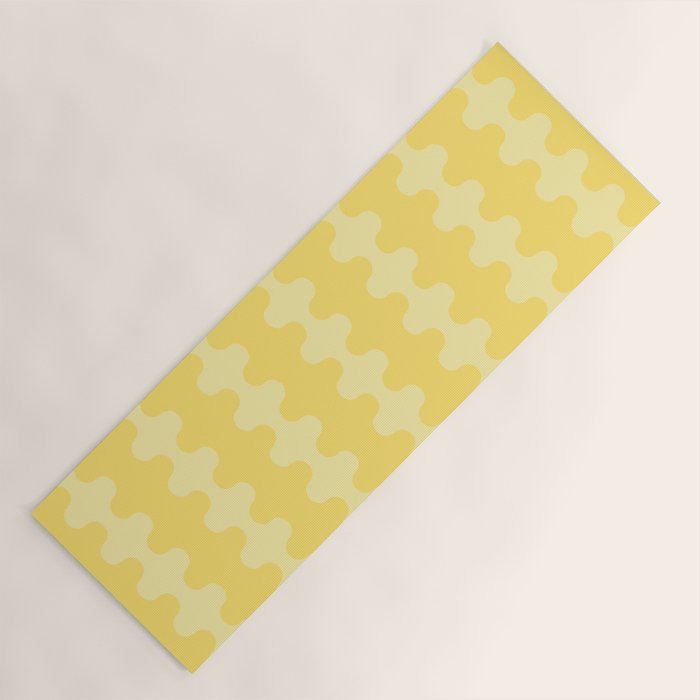 Wavy Stripes Butter Yellow Ogee A-Go-Go Pop Pattern Yoga Mat Gallery Image 1
