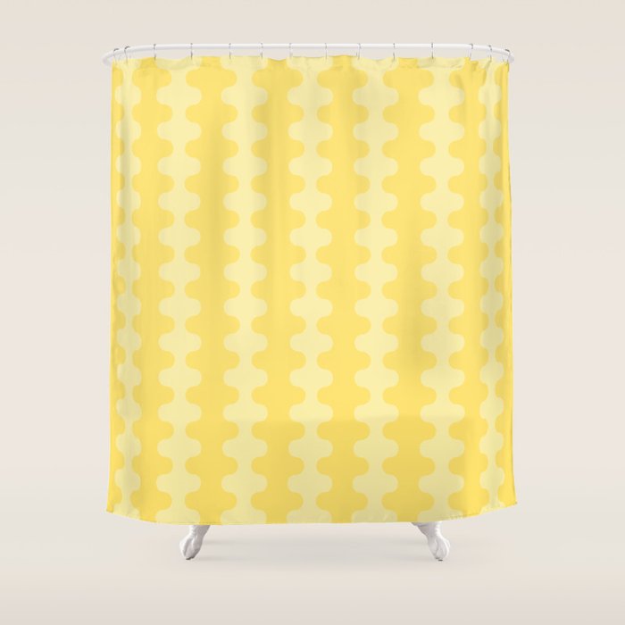 Wavy Stripes Butter Yellow Ogee A-Go-Go Pop Pattern Shower Curtain Gallery Image 1