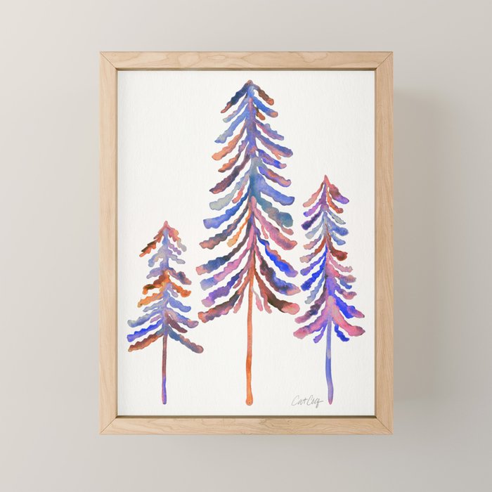Pine Trees - Vintage Palette Mini Art Print Gallery Image 1