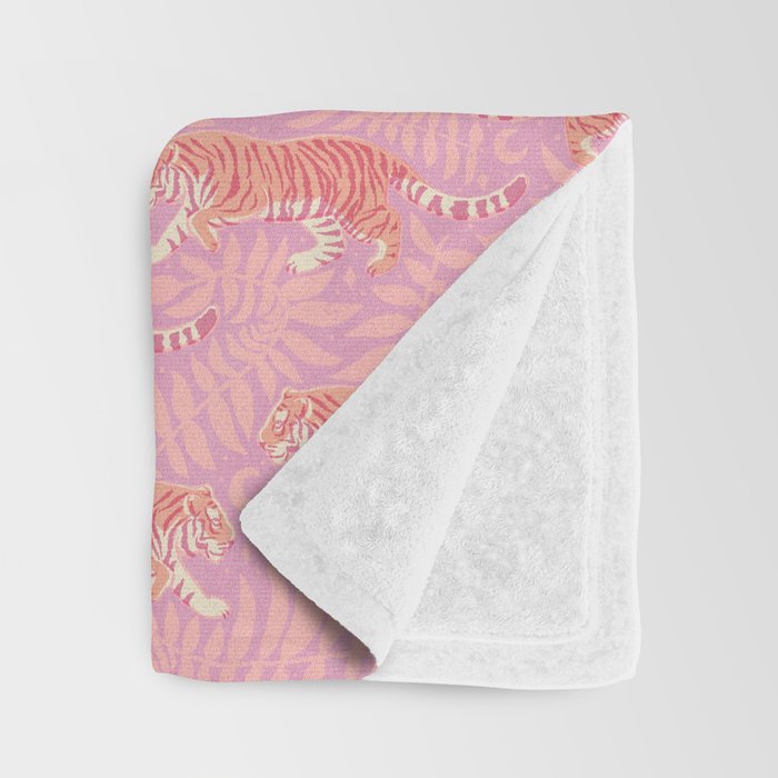 Tigers - pink pastel Throw Blanket Gallery Image 3