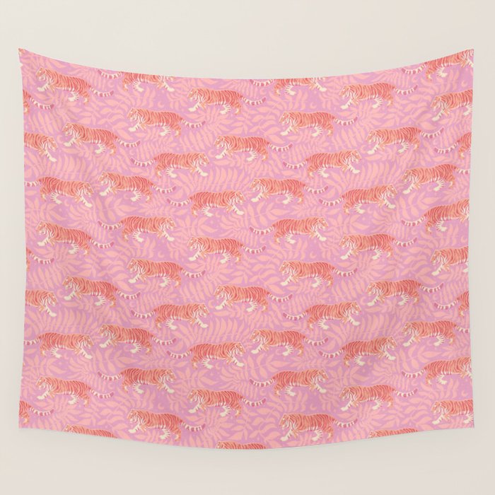 Tigers - pink pastel Wall Tapestry Gallery Image 4
