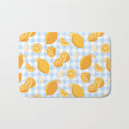 Lemons on Pastel Blue Gingham Bath Mat Gallery Image 1