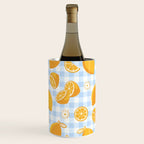 Lemons on Pastel Blue Gingham Wine Chiller Gallery Image 1