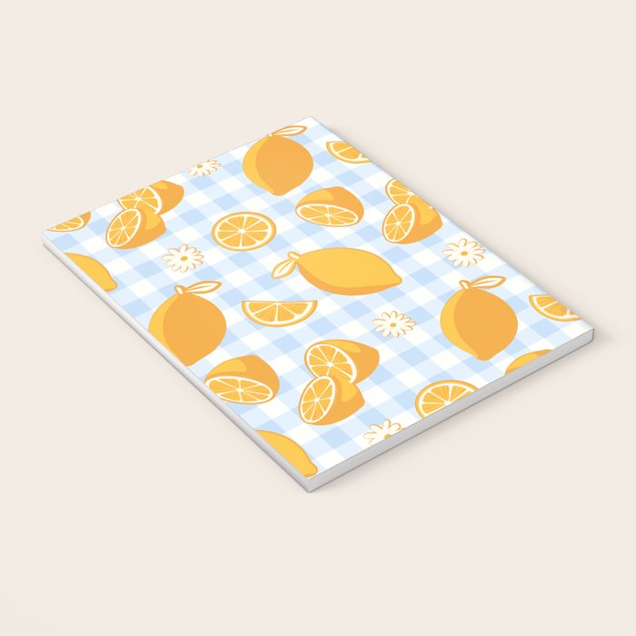 Lemons on Pastel Blue Gingham Notebook Gallery Image 3