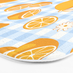 Lemons on Pastel Blue Gingham Bath Mat Gallery Image 3