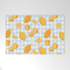 Lemons on Pastel Blue Gingham Welcome Mat Gallery Image 1