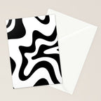 Retro Liquid Swirl Abstract Pattern Square Black and White Stationery Card Gallery Image 2