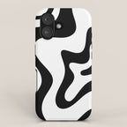 Retro Liquid Swirl Abstract Pattern Square Black and White iPhone Case Gallery Image 1