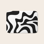 Retro Liquid Swirl Abstract Pattern Square Black and White Bath Mat Gallery Image 1