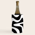 Retro Liquid Swirl Abstract Pattern Square Black and White Wine Chiller Gallery Image 3