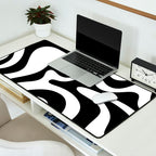 Retro Liquid Swirl Abstract Pattern Square Black and White Desk Mat Gallery Image 2
