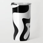 Retro Liquid Swirl Abstract Pattern Square Black and White Travel Mug Gallery Image 3