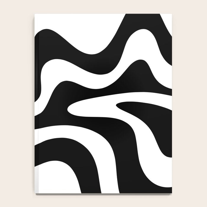 Retro Liquid Swirl Abstract Pattern Square Black and White Notebook Gallery Image 4