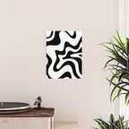 Retro Liquid Swirl Abstract Pattern Square Black and White Poster Gallery Image 2