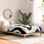 Retro Liquid Swirl Abstract Pattern Square Black and White Comforter Gallery Image 2