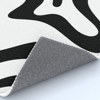 Retro Liquid Swirl Abstract Pattern Square Black and White Rug Gallery Image 4