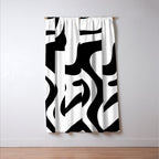 Retro Liquid Swirl Abstract Pattern Square Black and White Window Curtain Gallery Image 3