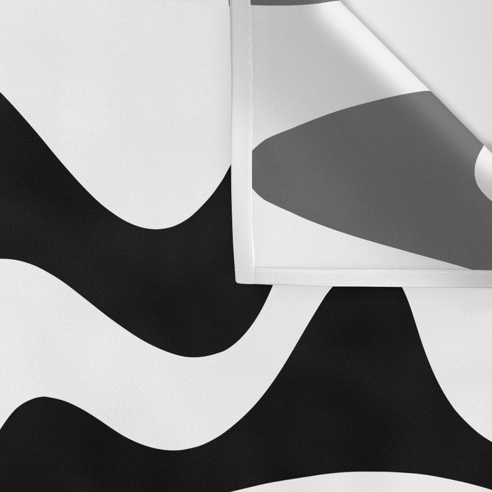 Retro Liquid Swirl Abstract Pattern Square Black and White Wall Tapestry Gallery Image 3