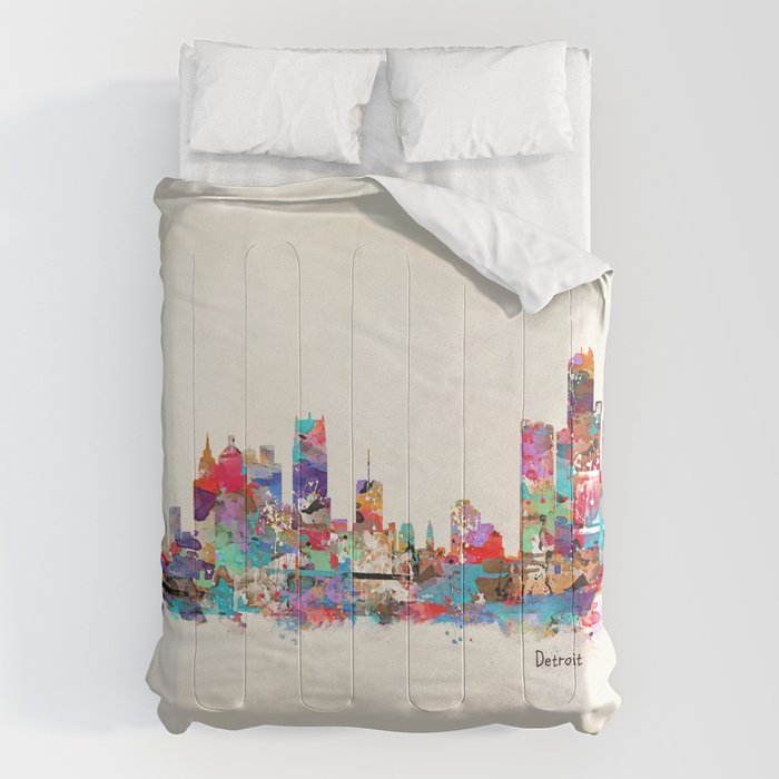 detroit michigan skyline Comforter Gallery Image 1