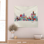 detroit michigan skyline Wall Tapestry Gallery Image 2