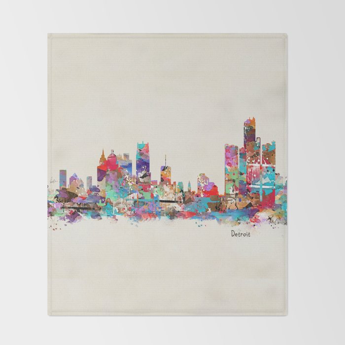 detroit michigan skyline Throw Blanket Gallery Image 2
