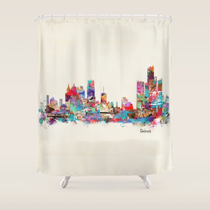 detroit michigan skyline Shower Curtain Gallery Image 1