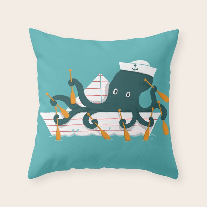 Sailor Octopus Throw Pillow Gallery Image 6
