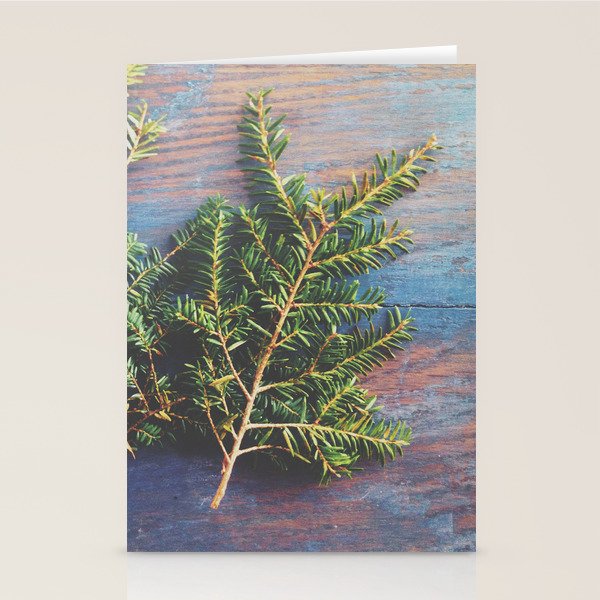 Hemlock on Blue Table - nature still life photograph Stationery Card Gallery Image 1