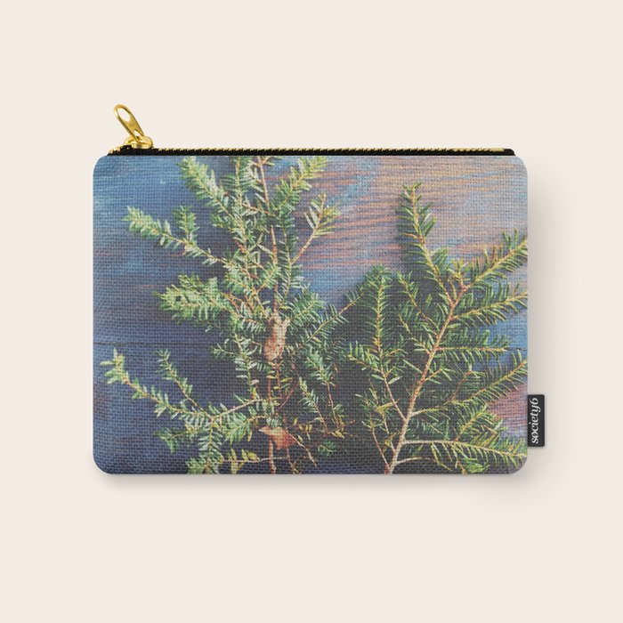 Hemlock on Blue Table - nature still life photograph Carry All Pouch Gallery Image 1