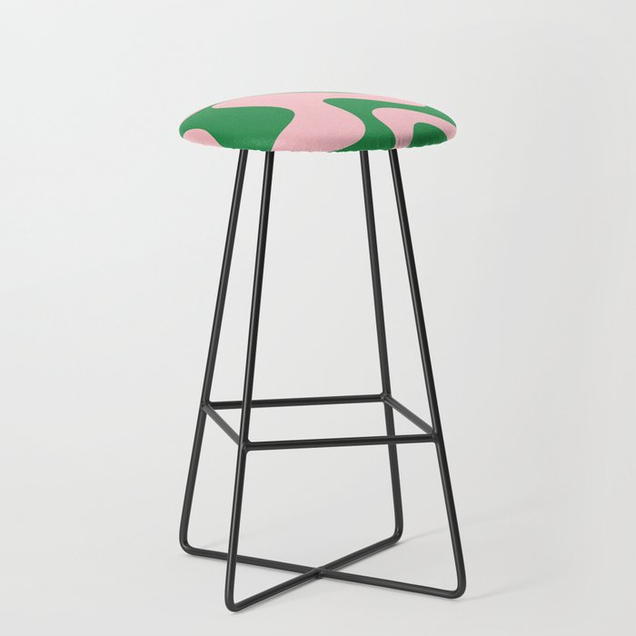 Retro Liquid Swirl Abstract 2 in Pink and Green Stool Gallery Image 1
