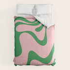 Retro Liquid Swirl Abstract 2 in Pink and Green Comforter Gallery Image 6