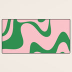 Retro Liquid Swirl Abstract 2 in Pink and Green Desk Mat Gallery Image 3