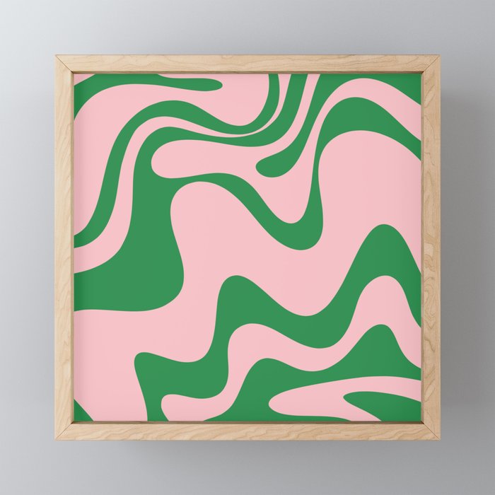 Retro Liquid Swirl Abstract 2 in Pink and Green Mini Art Print Gallery Image 1
