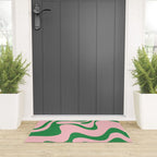 Retro Liquid Swirl Abstract 2 in Pink and Green Welcome Mat Gallery Image 3