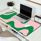 Retro Liquid Swirl Abstract 2 in Pink and Green Desk Mat Gallery Image 2
