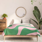 Retro Liquid Swirl Abstract 2 in Pink and Green Comforter Gallery Image 3