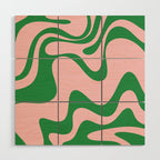 Retro Liquid Swirl Abstract 2 in Pink and Green Wood Wall Art Gallery Image 1