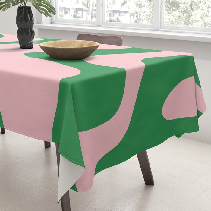 Retro Liquid Swirl Abstract 2 in Pink and Green Tablecloth Gallery Image 3