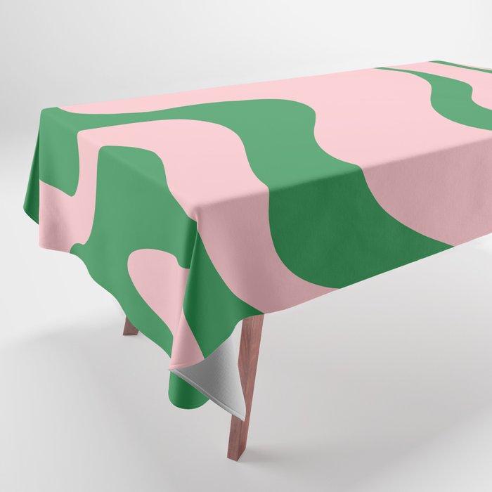 Retro Liquid Swirl Abstract 2 in Pink and Green Tablecloth Gallery Image 1