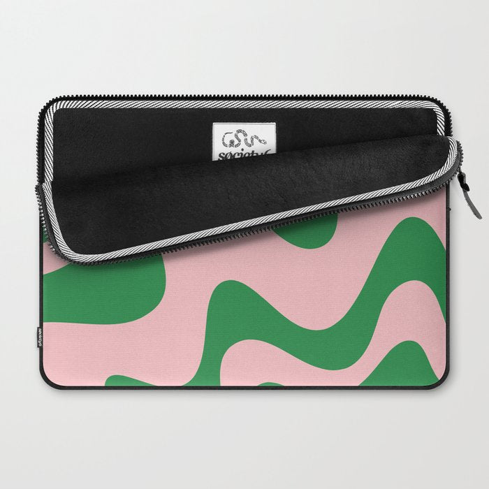 Retro Liquid Swirl Abstract 2 in Pink and Green Laptop Sleeve Gallery Image 2