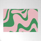Retro Liquid Swirl Abstract 2 in Pink and Green Welcome Mat Gallery Image 1