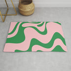 Retro Liquid Swirl Abstract 2 in Pink and Green Rug Gallery Image 1